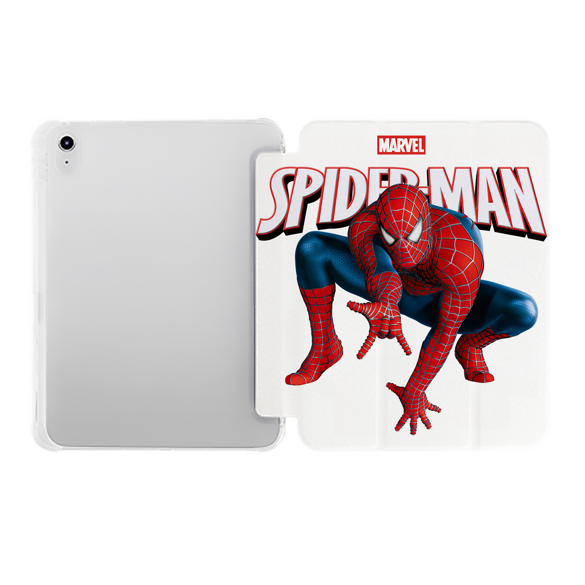 （画像用） Spider Man スパイダーマン IPad ケース ペン収納付き 三つ折りスタンド PUレザー×シリコン 対応機種9.5/10.5/10.9インチ